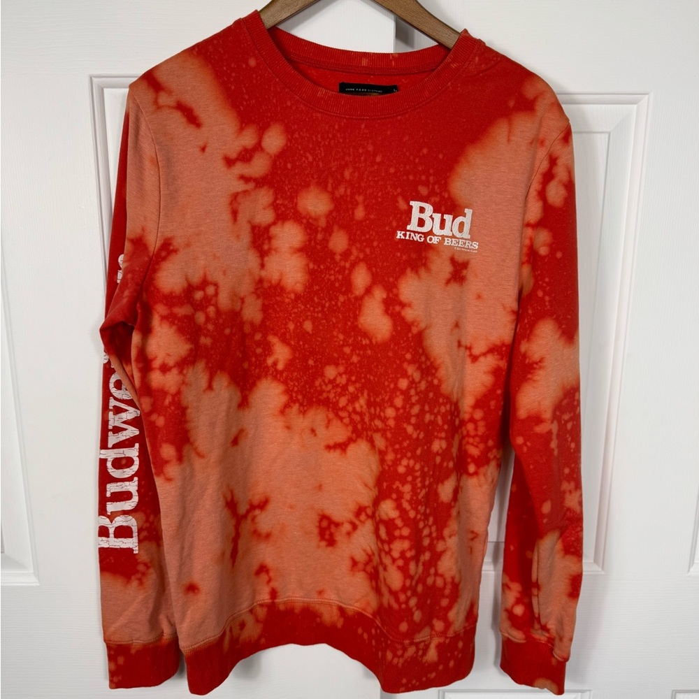 Junk Food Clothing Men's Small Budweiser Long Sleeve Tie-Dyed Sweatshirt
